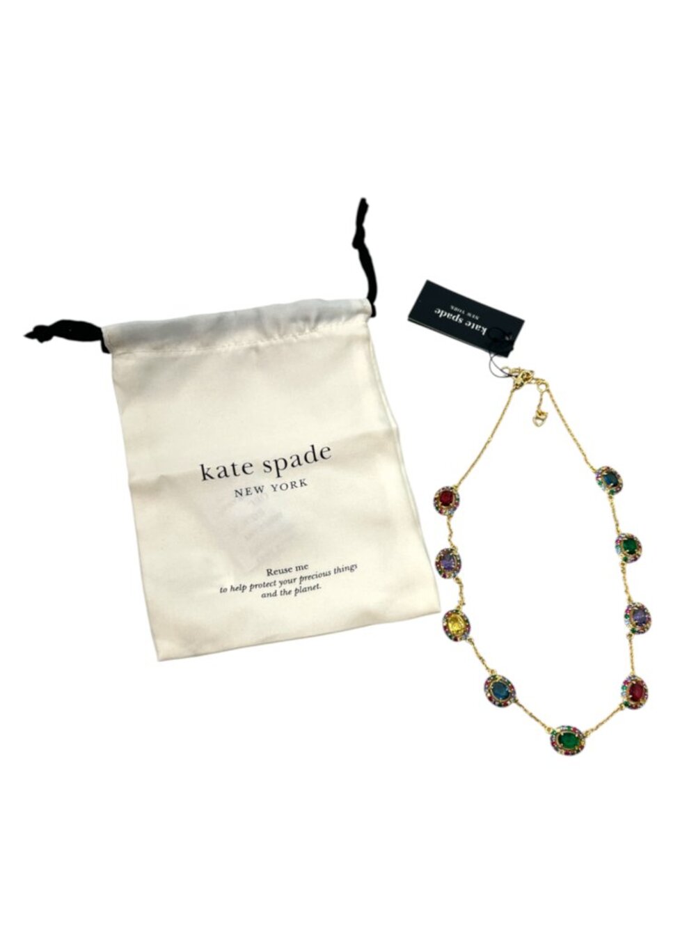 Kate Spade Victoria Necklace CZ Station Necklace In Multi New $148